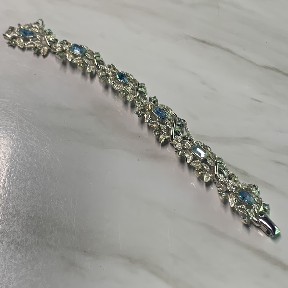 Signed Coro Costume Jewelry Bracelet Silver and Blue